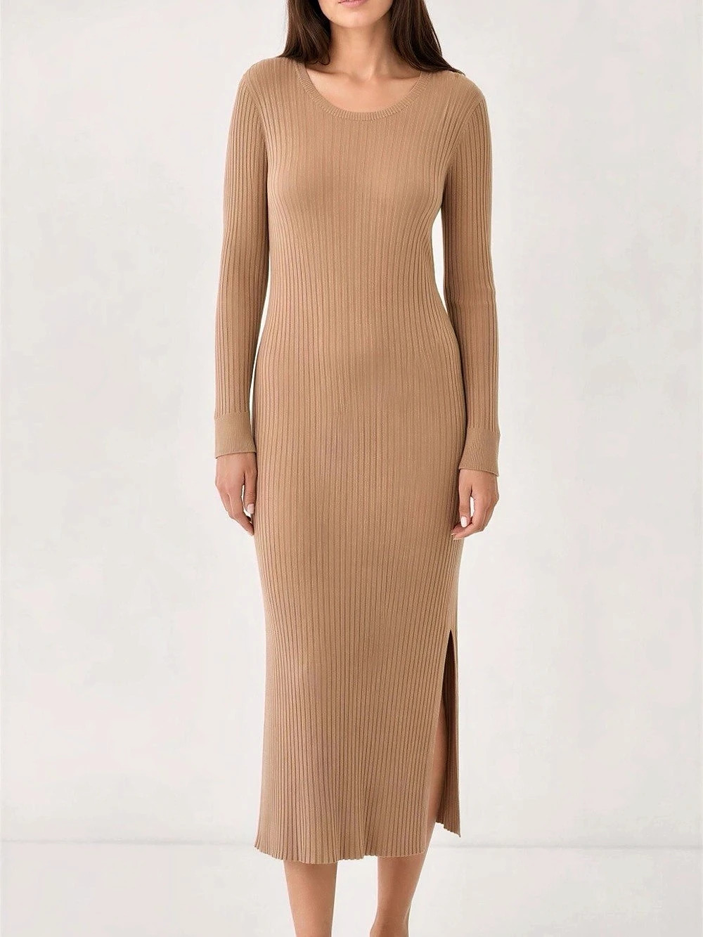 Soft Lounge Long Sleeve Dress Brown Like New